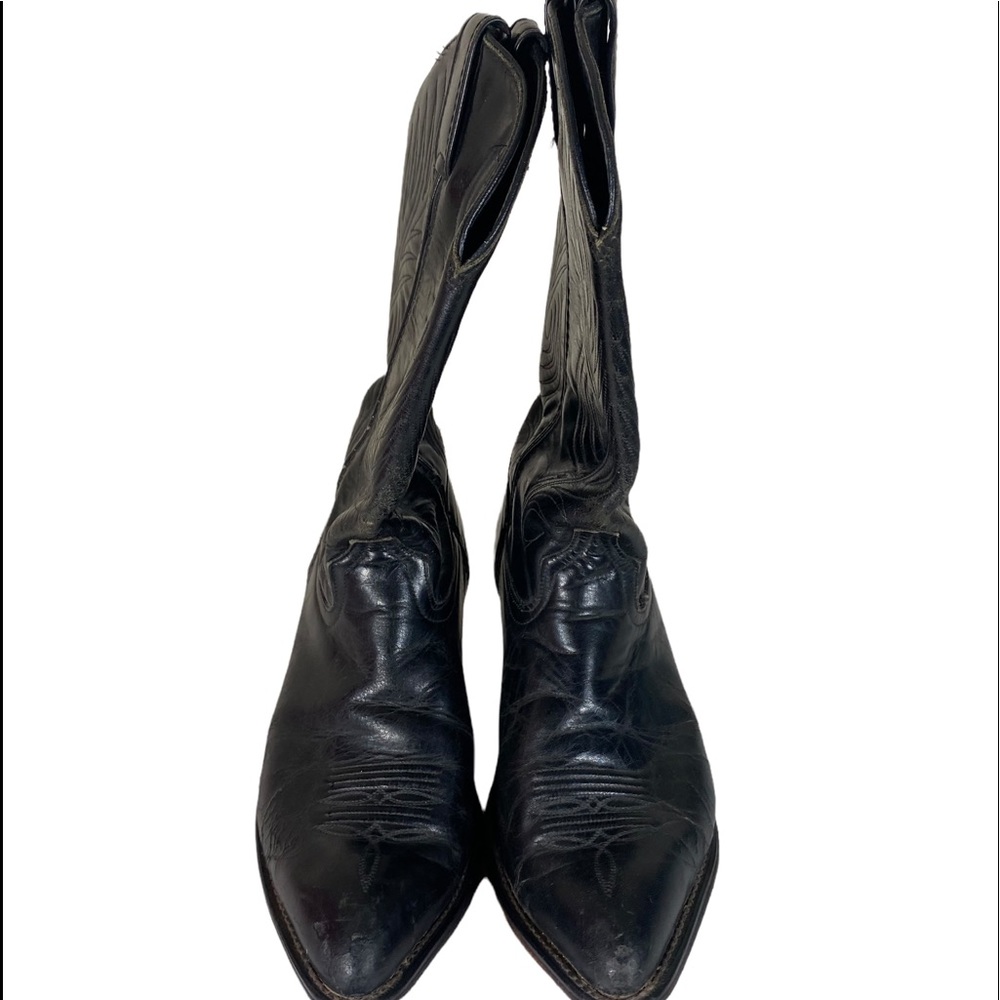 Code West Black Cowboy Boots Women Size 11 M US Made. All Leather. Vintage.